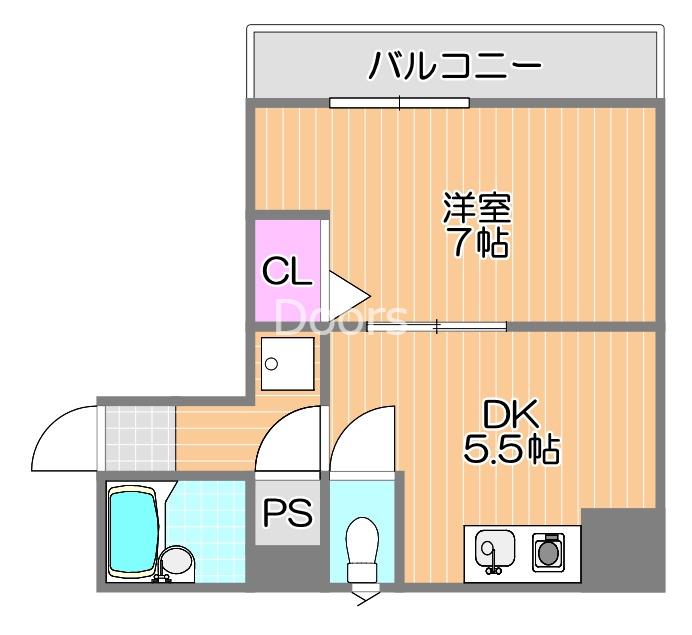 第一天瀬ビル(1DK/8階)の間取り写真