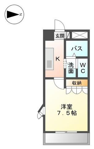 ヒールコート(1K/2階)の間取り写真
