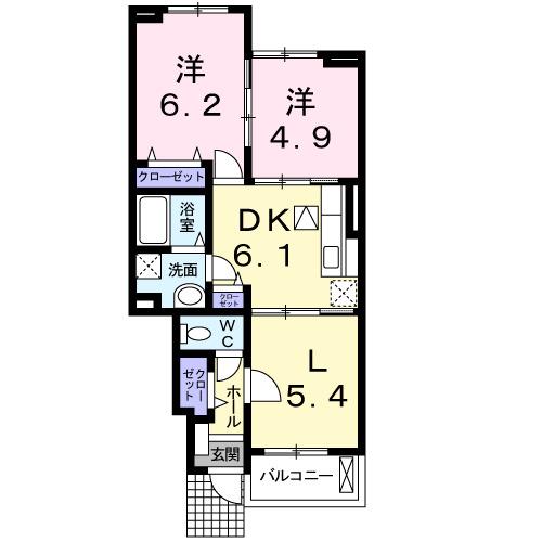 エアリー(2LDK/1階)の間取り写真