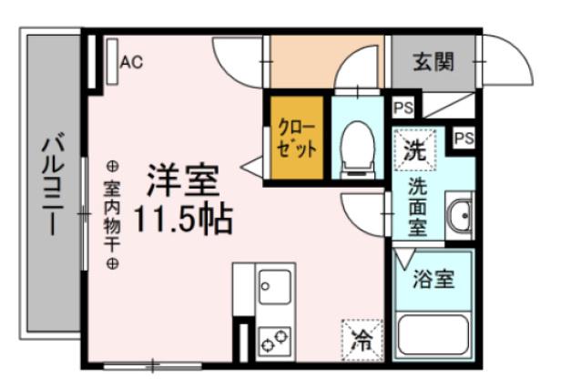 プランドールT・八幡(ワンルーム/2階)の間取り写真
