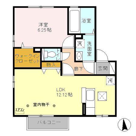 ロイヤル川木谷A棟(1LDK/1階)の間取り写真