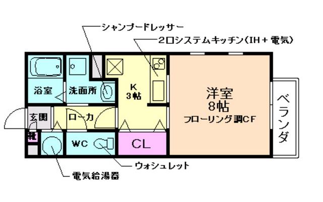 ルビンハイム(1K/1階)の間取り写真