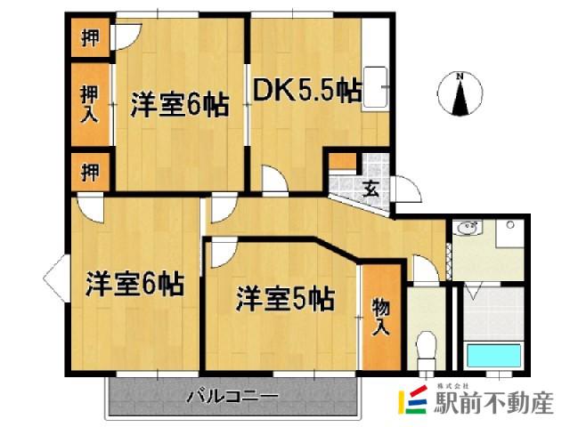 コーポリベール(3DK/2階)の間取り写真