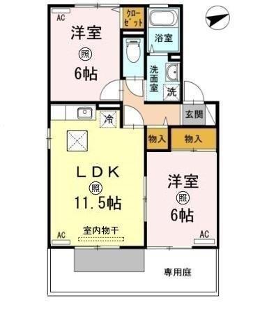プレミール(2LDK/1階)の間取り写真