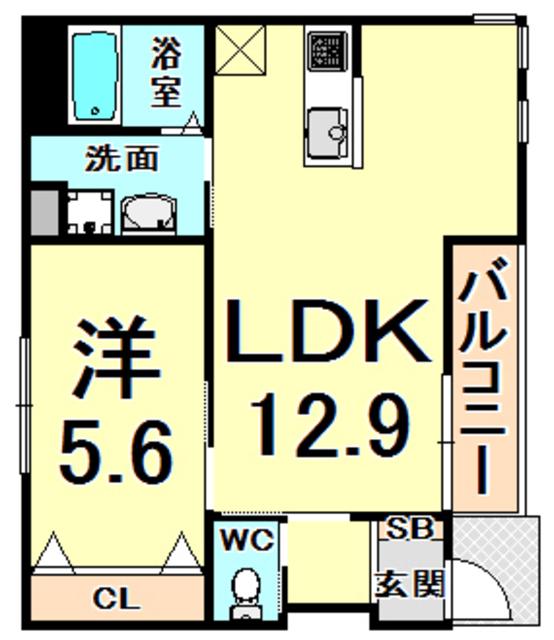 ヴェルジュ(1LDK/1階)の間取り写真
