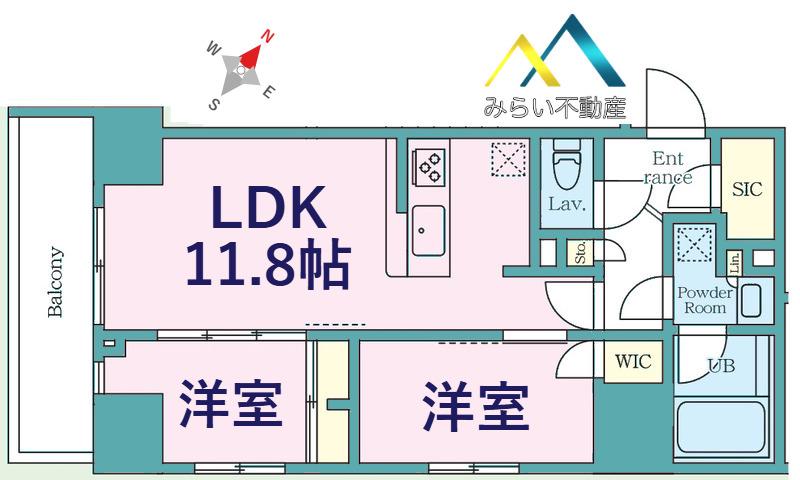 プライムブリス横濱関内(2LDK/6階)の間取り写真