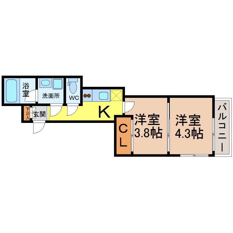 BS117ノース(2K/8階)の間取り写真