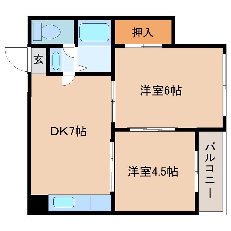 サンシャインMKM東小橋(2DK/2階)の間取り写真
