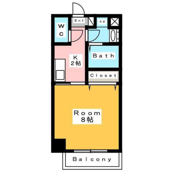 A・CITY三河安城南館(1K/2階)の間取り写真