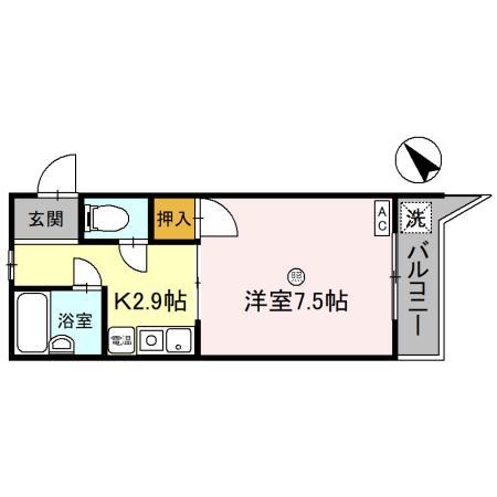 リバーハイツ豊岡(1K/3階)の間取り写真