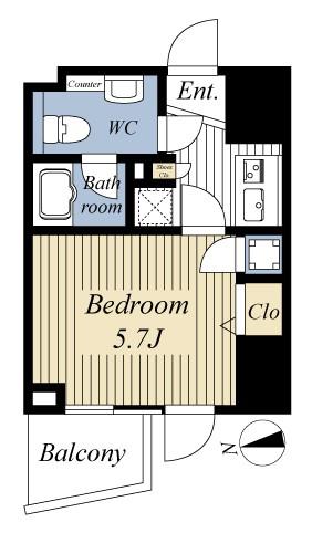 ライブコート草加(1K/8階)の間取り写真