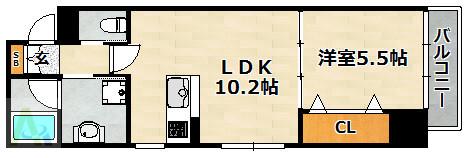 ウイングコート小松(1LDK/5階)の間取り写真