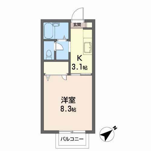 エンゼルハイツ中山(1K/2階)の間取り写真