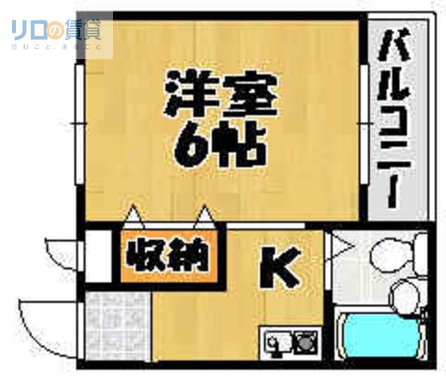 ライフかも(1K/3階)の間取り写真