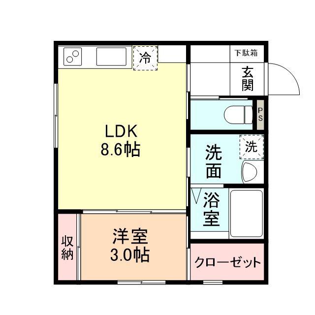 CLOVER MOTOSHINMACHI(1LDK/2階)の間取り写真