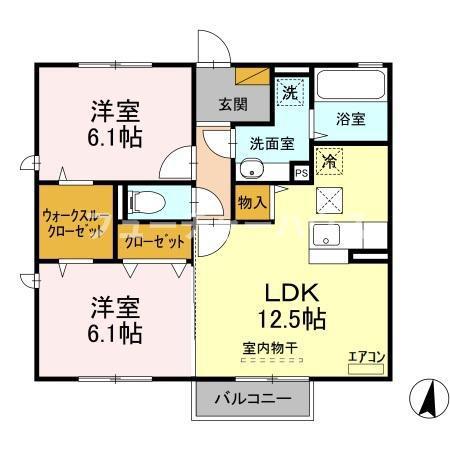 ルナ・ピエーナ(2LDK/1階)の間取り写真