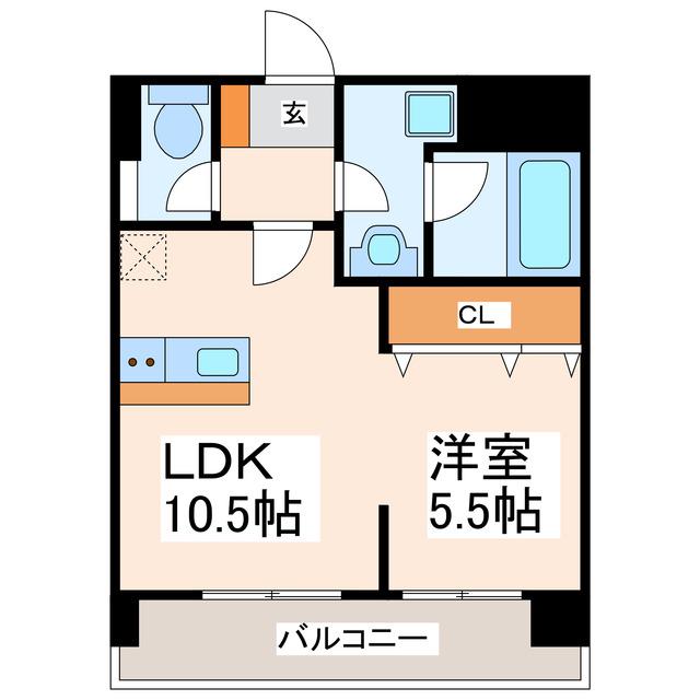 ドゥ・アンディオール近見(1LDK/6階)の間取り写真