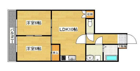 FELICE大宮(2LDK/2階)の間取り写真