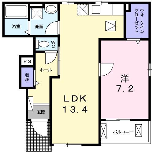 リヴィエール(1LDK/1階)の間取り写真