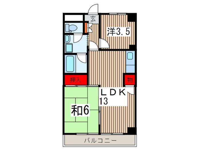 入間駅前ビル(2LDK/3階)の間取り写真