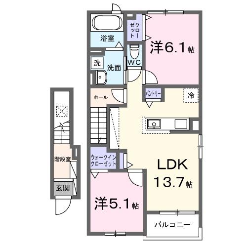 ステラ守山(2LDK/2階)の間取り写真