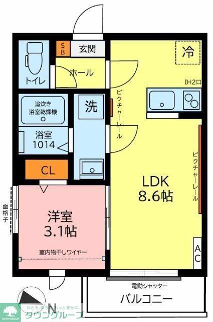 ガーデンヒルズ宮原(1LDK/1階)の間取り写真