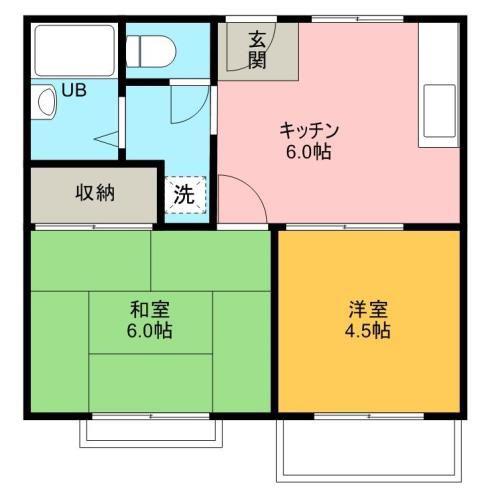 サニーコート泉佐野A棟(2DK/2階)の間取り写真