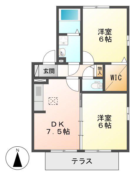近鉄名古屋線 伏屋駅 徒歩9分 2階建 築20年(2DK/1階)の間取り写真