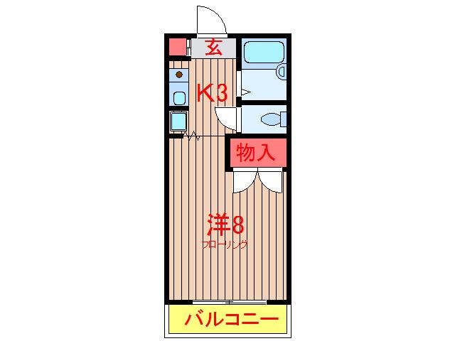 プリムローズヒル(1K/3階)の間取り写真