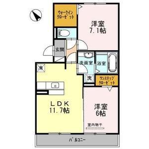 D-ROOM上小田井(2LDK/2階)の間取り写真