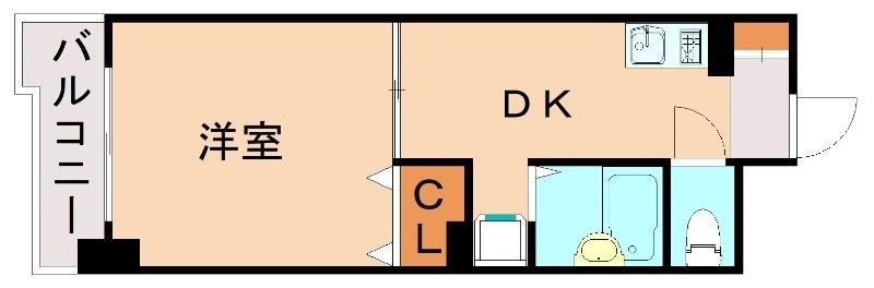 リファインドYM(1DK/4階)の間取り写真