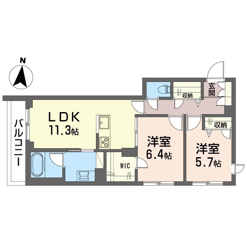 東武東上線 中板橋駅 徒歩8分 3階建 新築(2LDK/2階)の間取り写真