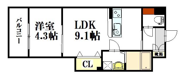 フェリーチェニシカワ(1LDK/3階)の間取り写真