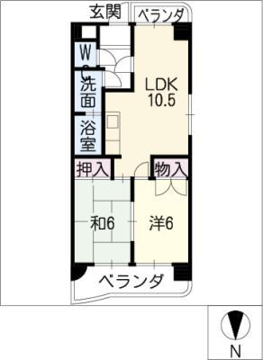 福洋マンション(2LDK/8階)の間取り写真