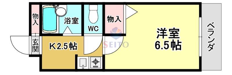 グランソレイユ曽根(1K/4階)の間取り写真