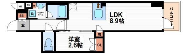 K-COURT谷町四丁目(1LDK/5階)の間取り写真