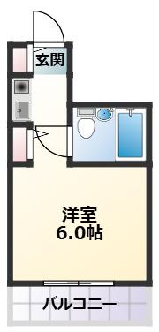 TOP仲木戸(ワンルーム/2階)の間取り写真