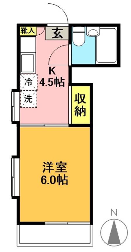セゾン羽根木(1K/1階)の間取り写真