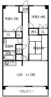 道西ハイツ(3LDK/1階)の間取り写真
