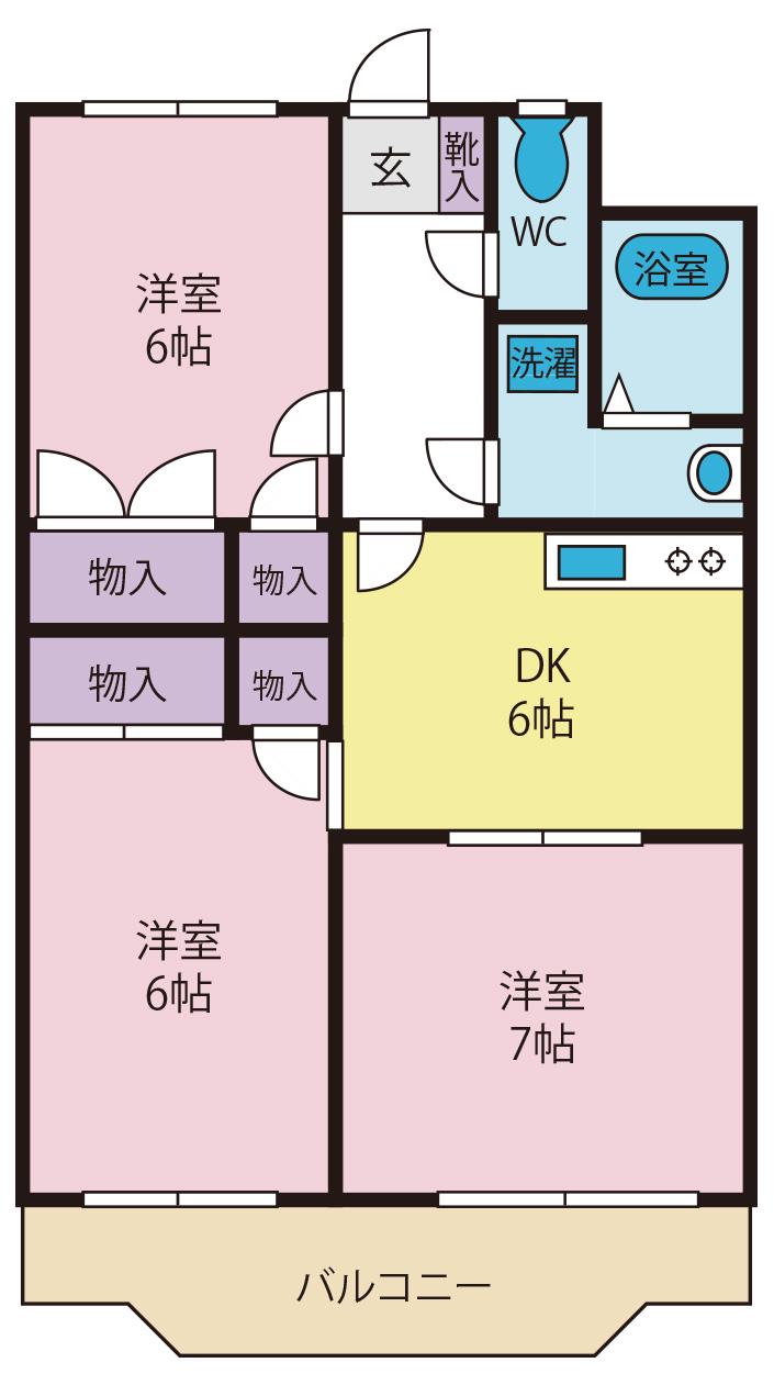 リバーシティII(3DK/3階)の間取り写真