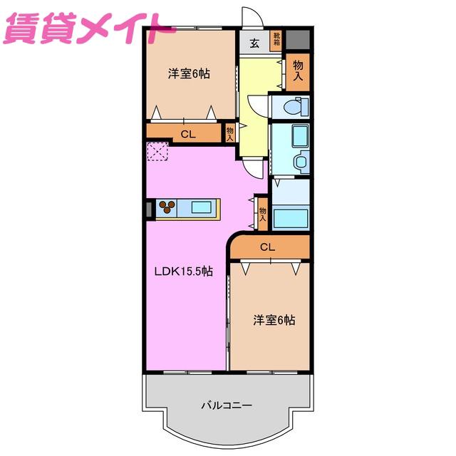 ラフィーナ(2LDK/1階)の間取り写真