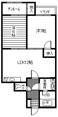 サンベール(2LDK/2階)の間取り写真