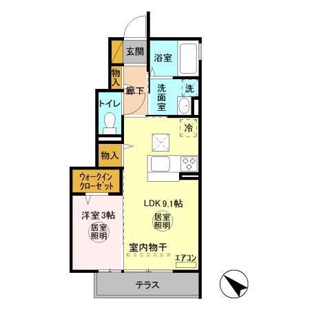 エス プレミアム 京 A(1LDK/1階)の間取り写真
