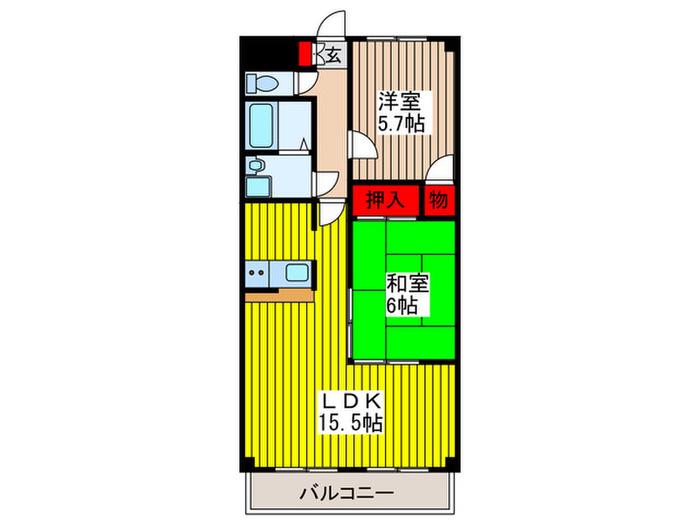 サンプレミール浦和(2LDK/3階)の間取り写真