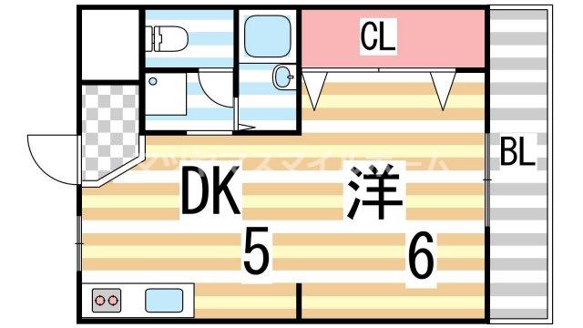 マンションヨコタ2号館(1DK/4階)の間取り写真