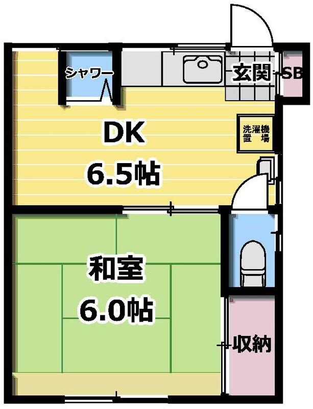 有明荘(1DK/2階)の間取り写真