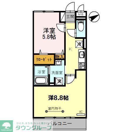 アンクレージュ(2K/2階)の間取り写真