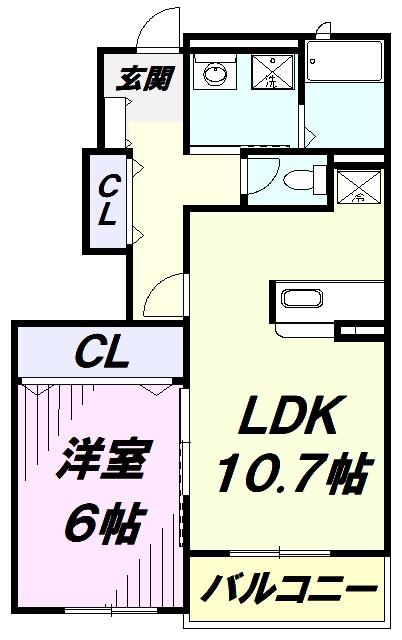 サウス・ヒル(1LDK/1階)の間取り写真