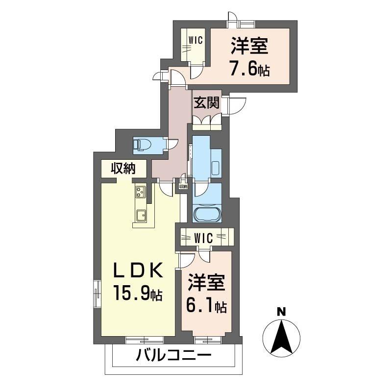 ガーデン鵠(2LDK/2階)の間取り写真