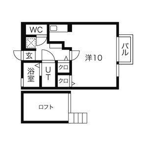 ALS春田野 B棟(ワンルーム/2階)の間取り写真